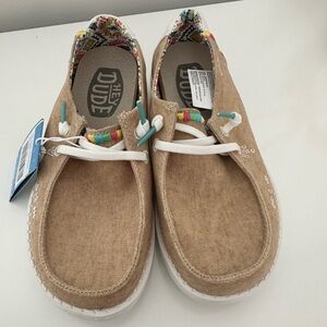 NEW HEY DUDE wendy youth slip-on in boho sand